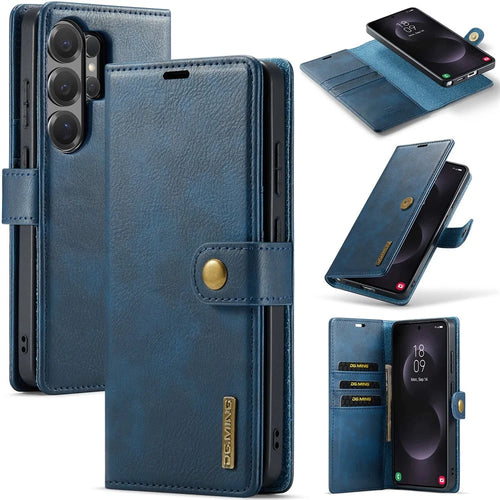 DG.MING for Samsung Galaxy S26 Ultra Case Detachable Wallet Stand Split Leather Phone Cover - Blue - 1