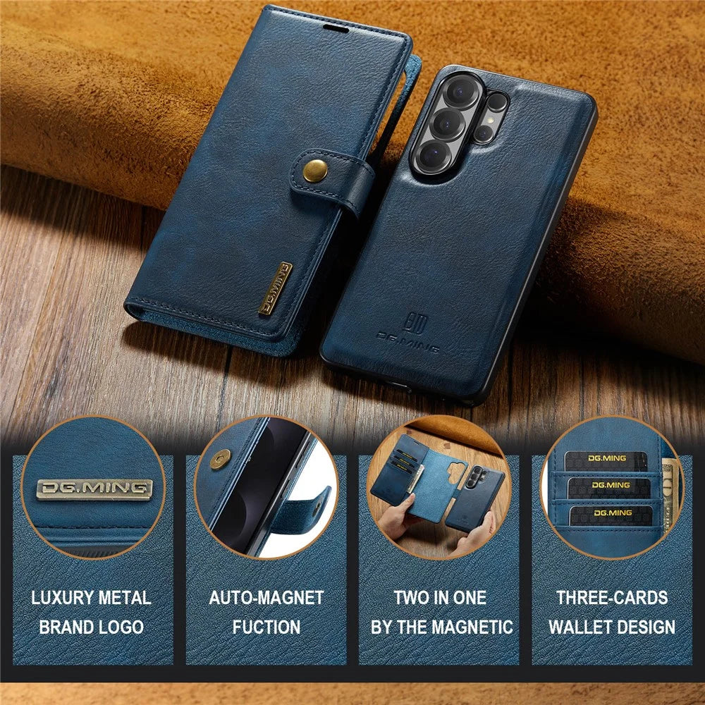 DG.MING for Samsung Galaxy S26 Ultra Case Detachable Wallet Stand Split Leather Phone Cover - Blue - 4