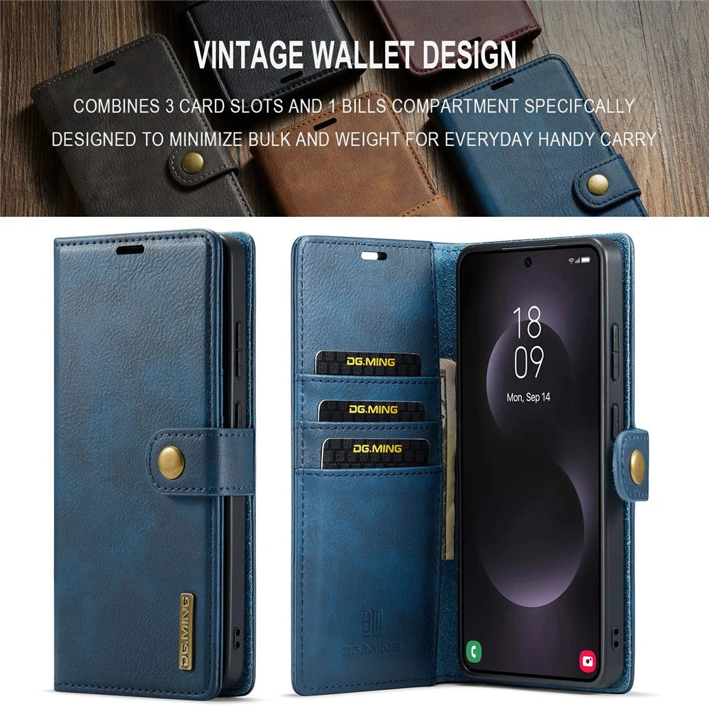 DG.MING for Samsung Galaxy S26 Ultra Case Detachable Wallet Stand Split Leather Phone Cover - Blue - 6