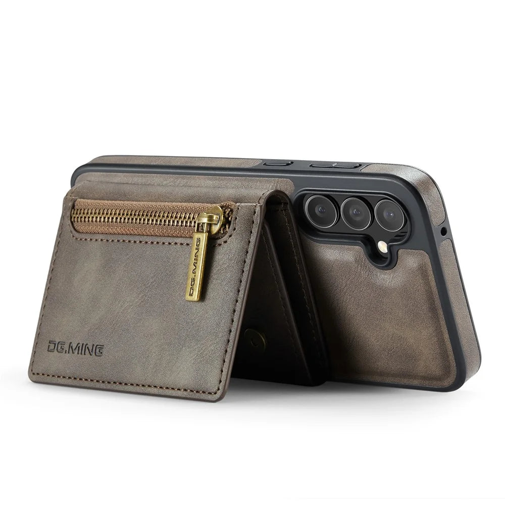DG.MING M5 Series For Samsung Galaxy S26 Case Detachable Magnetic Leather Phone Cover with Card Slots - Coffee - 3