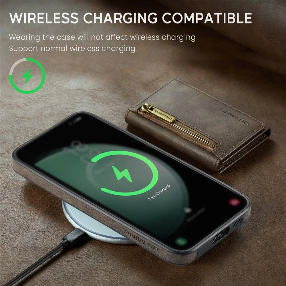DG.MING M5 Series For Samsung Galaxy S26 Case Detachable Magnetic Leather Phone Cover with Card Slots - Coffee - 6