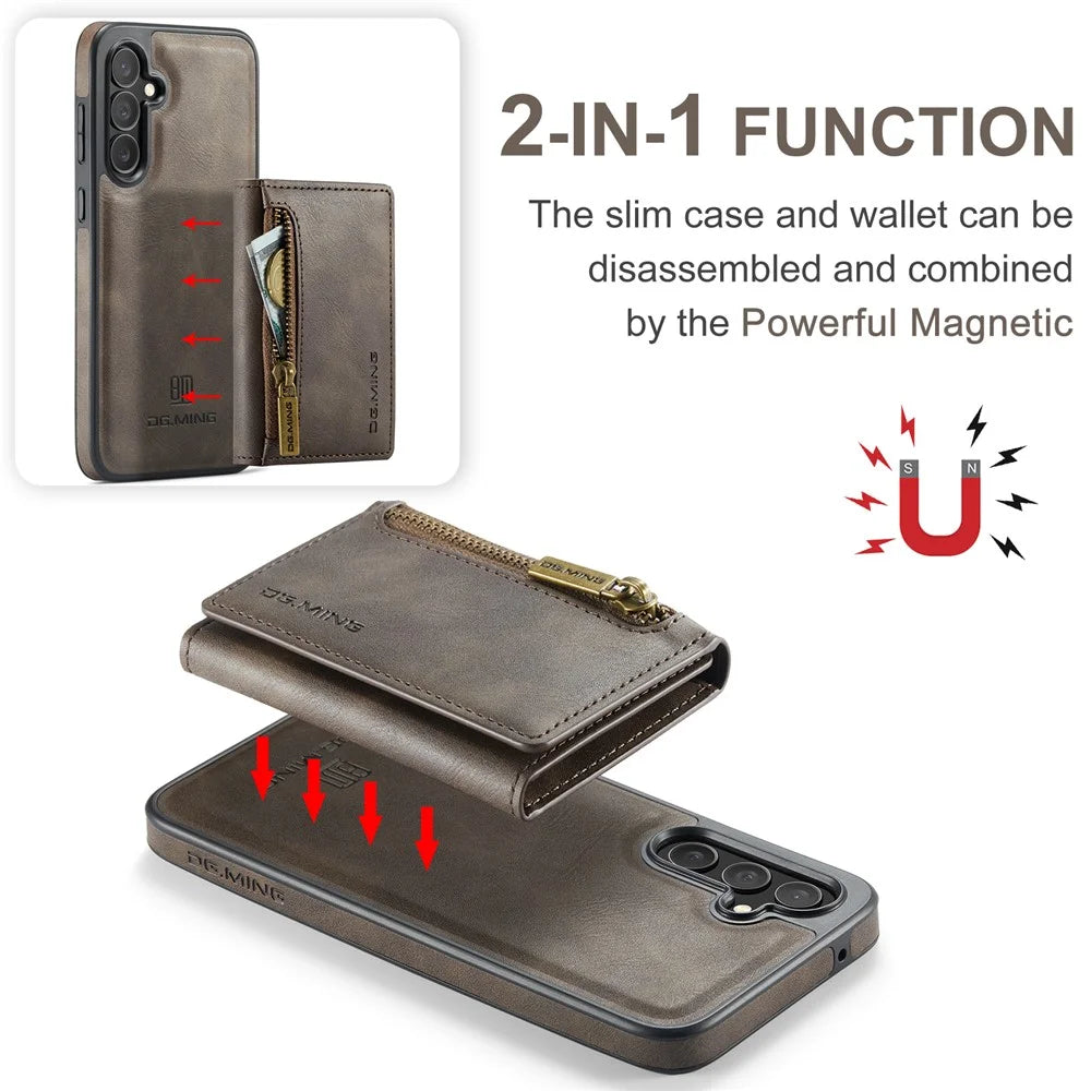DG.MING M5 Series For Samsung Galaxy S26 Case Detachable Magnetic Leather Phone Cover with Card Slots - Coffee - 7