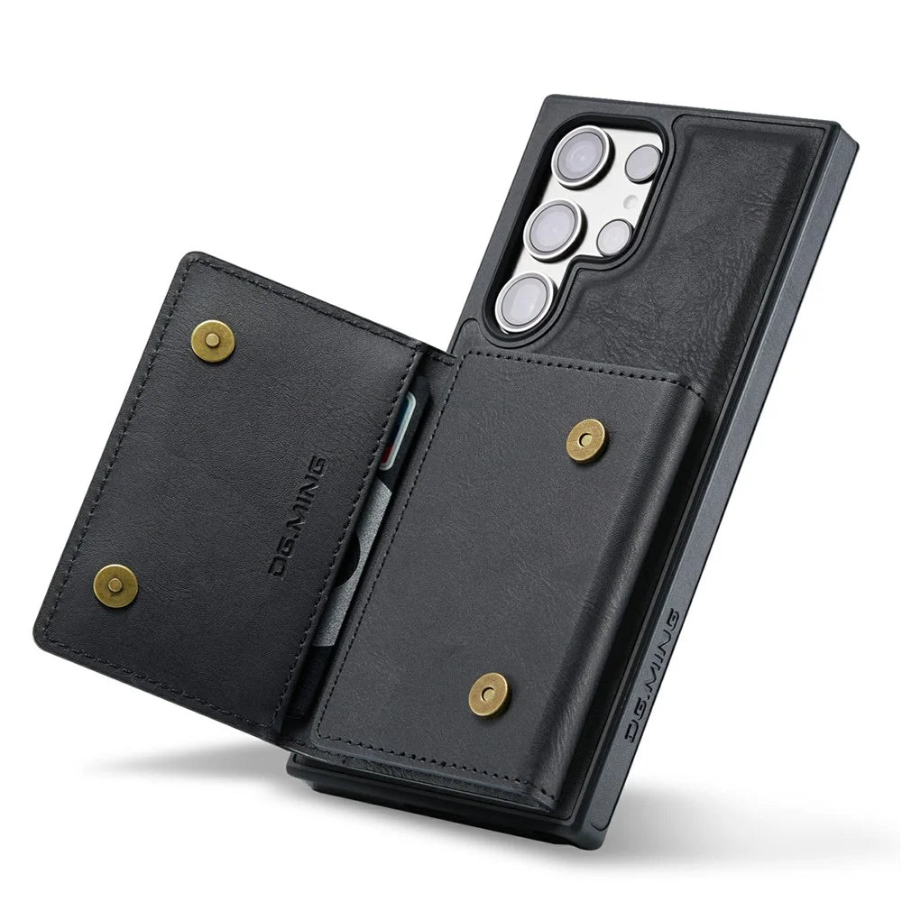 DG.MING M5 Series For Samsung Galaxy S26 Ultra Case Detachable Magnetic Leather Phone Cover with Card Slots - Black - 3