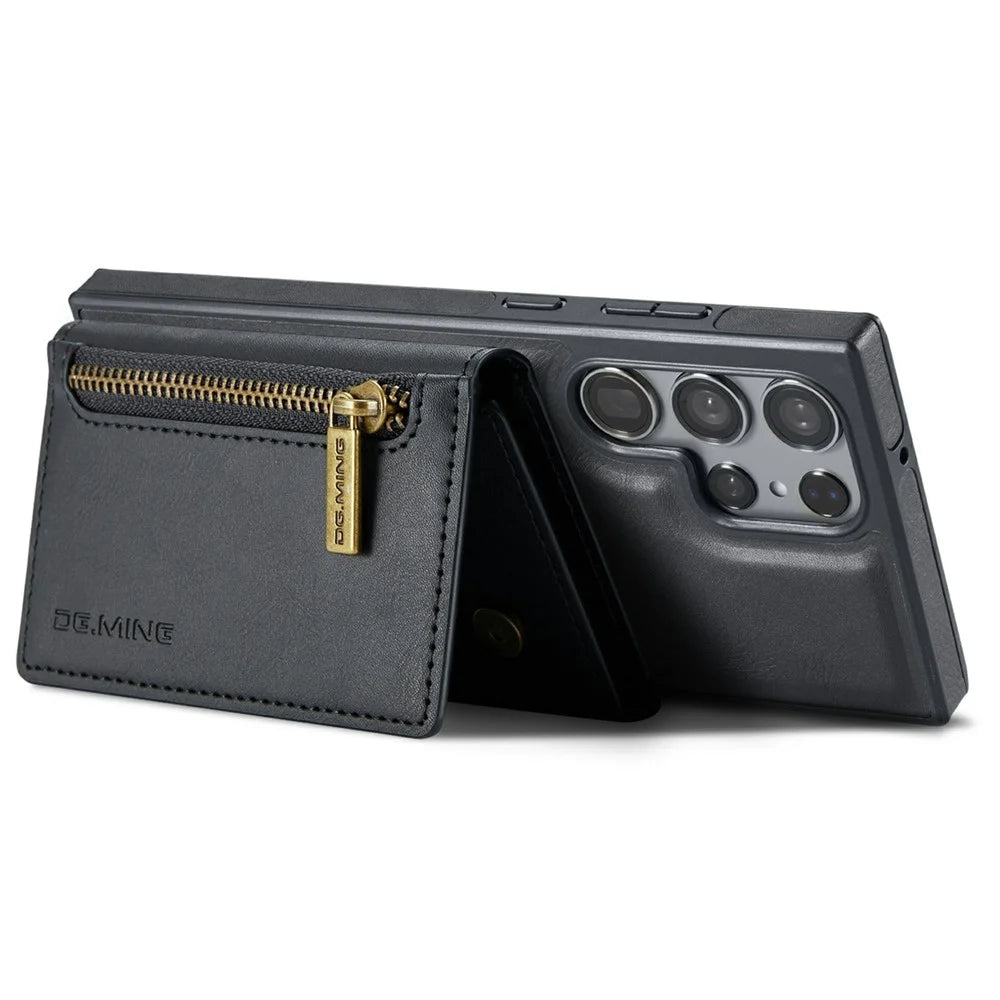DG.MING M5 Series For Samsung Galaxy S26 Ultra Case Detachable Magnetic Leather Phone Cover with Card Slots - Black - 4