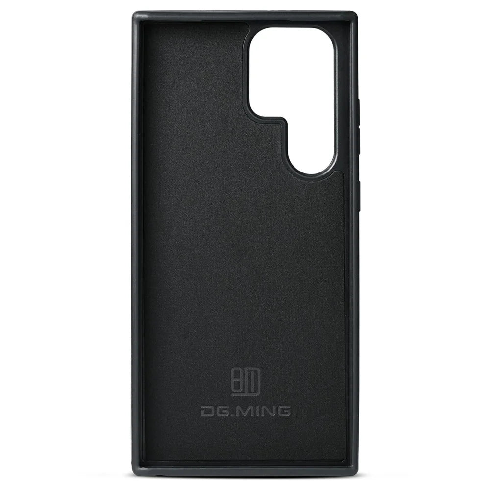 DG.MING For Samsung Galaxy S26 Ultra Case Anti-Drop Leather Coated PC + TPU Phone Back Cover - Black - 6