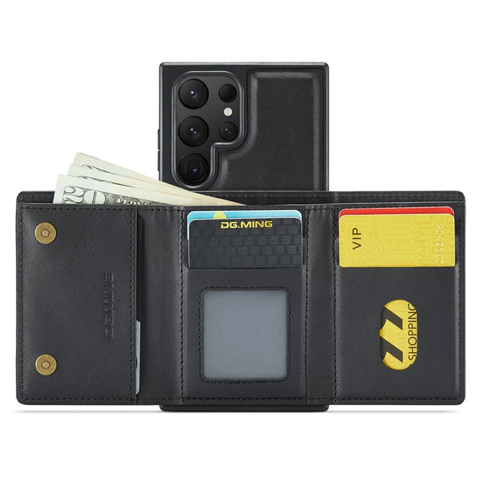 DG.MING M6 Series for Samsung Galaxy S26 Ultra Case RFID Blocking Wallet Multi-Layer Card Holder Coin Purse Bag - Black - 2