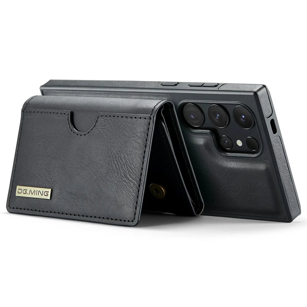 DG.MING M6 Series for Samsung Galaxy S26 Ultra Case RFID Blocking Wallet Multi-Layer Card Holder Coin Purse Bag - Black - 4