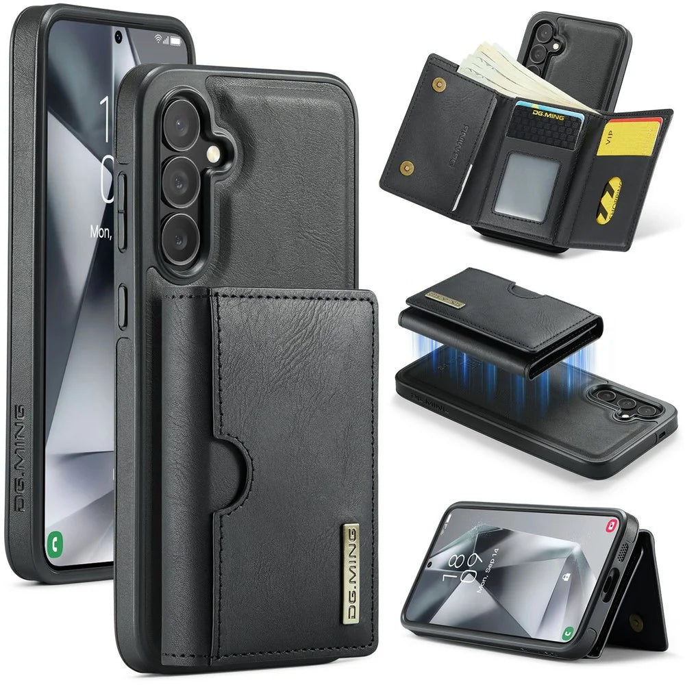 DG.MING M6 Series for Samsung Galaxy S26+ Case RFID Blocking Wallet Multi-Layer Card Holder Coin Purse Bag - Black - 1
