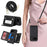 For Google Pixel 8a Case with Lanyard   /   Mirror   /   Card Holder Grids Pattern RFID Blocking Phone Cover - Black - 4