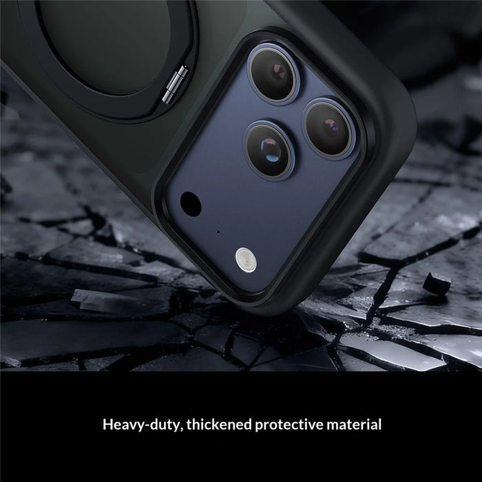 For iPhone 17 Pro Max Magnetic Case 360° Rotatable TPU PC Matte Phone Cover Compatible with MagSafe - Orange - 5