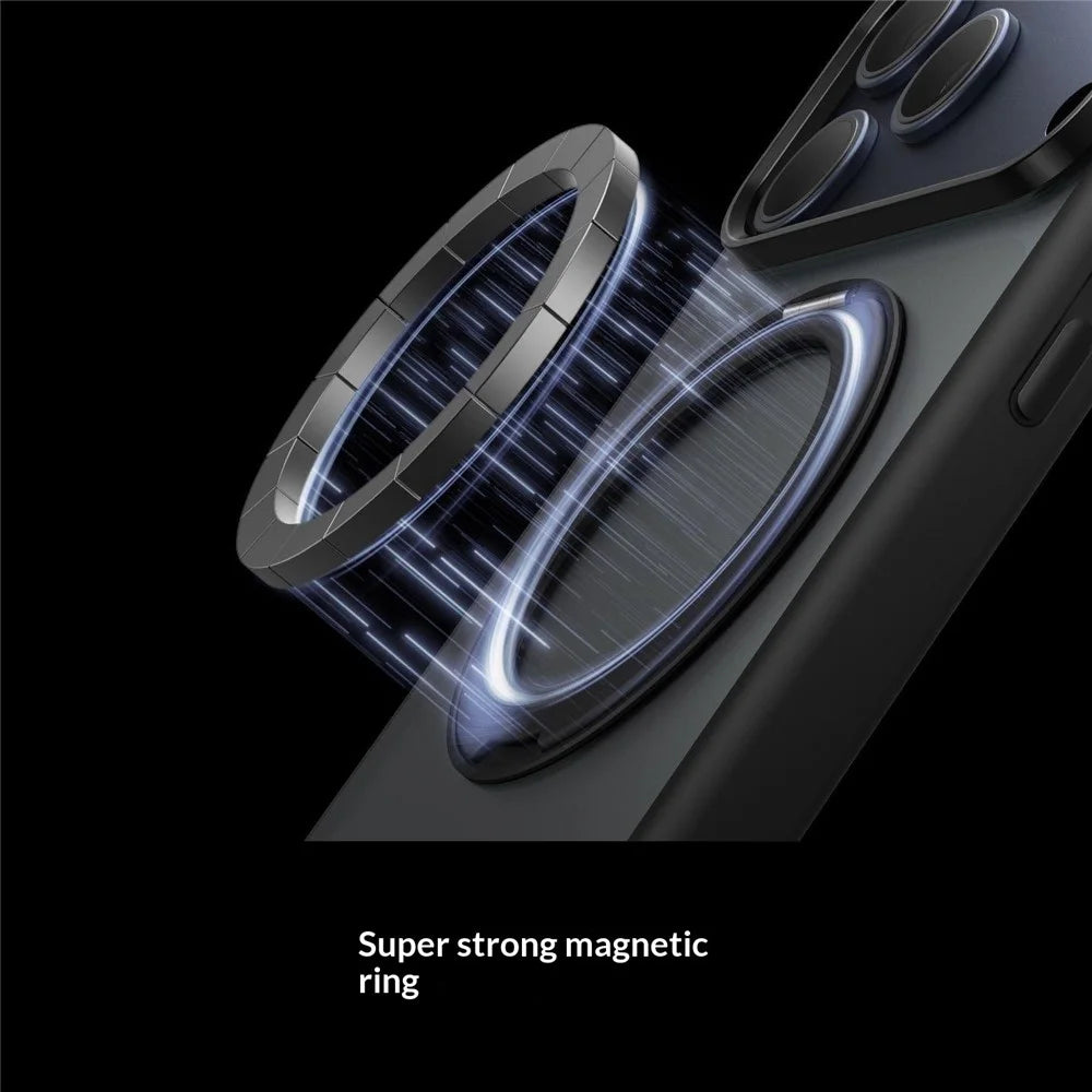 For iPhone 17 Pro Magnetic Case 360° Rotatable TPU PC Matte Phone Cover Compatible with MagSafe - Black - 4