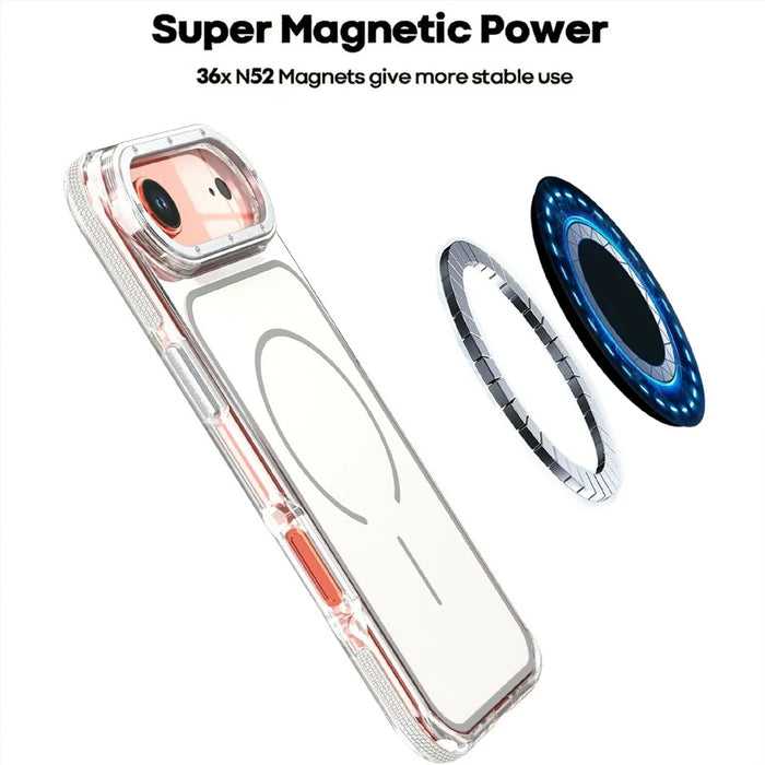 For iPhone Air Magnetic Case Dual Color Shockproof TPU PC Phone Cover Compatible with MagSafe - White - 6
