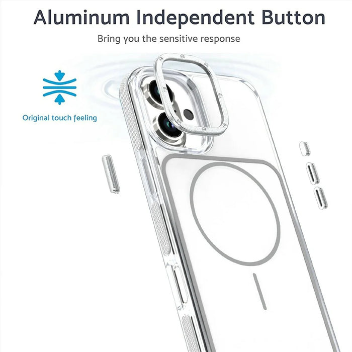 For iPhone 16 Magnetic Case Dual Color Shockproof TPU PC Phone Cover Compatible with MagSafe - White - 2