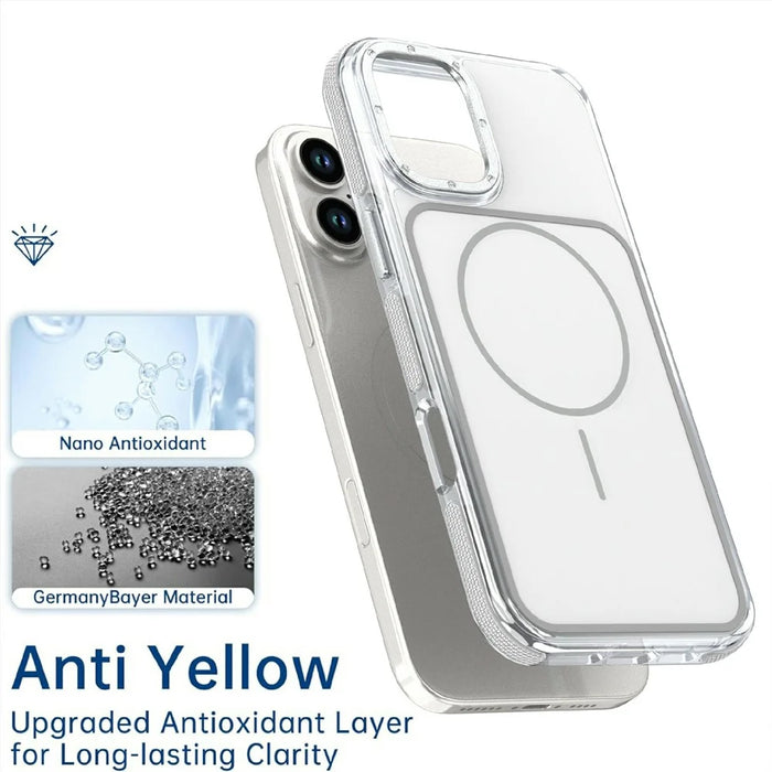 For iPhone 16 Magnetic Case Dual Color Shockproof TPU PC Phone Cover Compatible with MagSafe - White - 5
