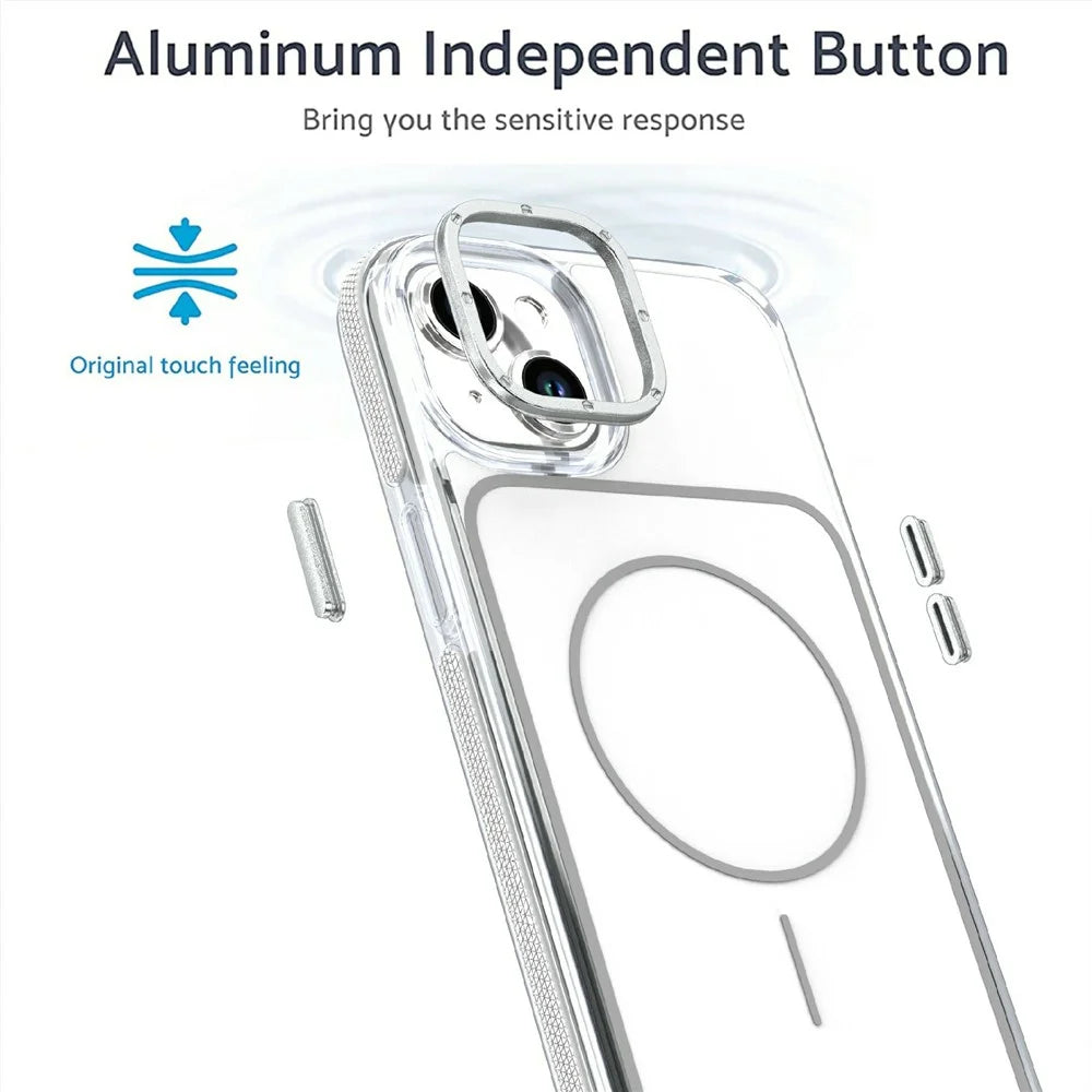 For iPhone 15 Magnetic Case Dual Color Shockproof TPU PC Phone Cover Compatible with MagSafe - White - 2