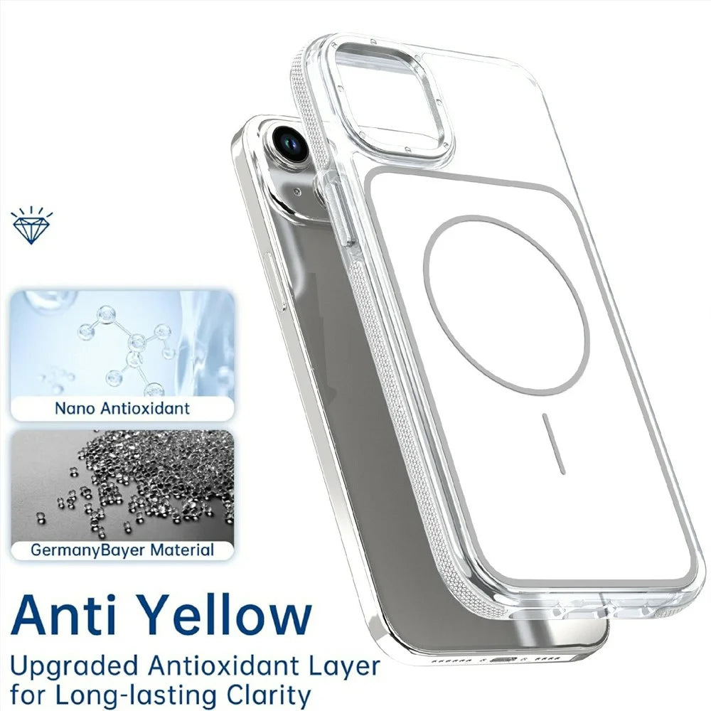 For iPhone 15 Magnetic Case Dual Color Shockproof TPU PC Phone Cover Compatible with MagSafe - White - 5