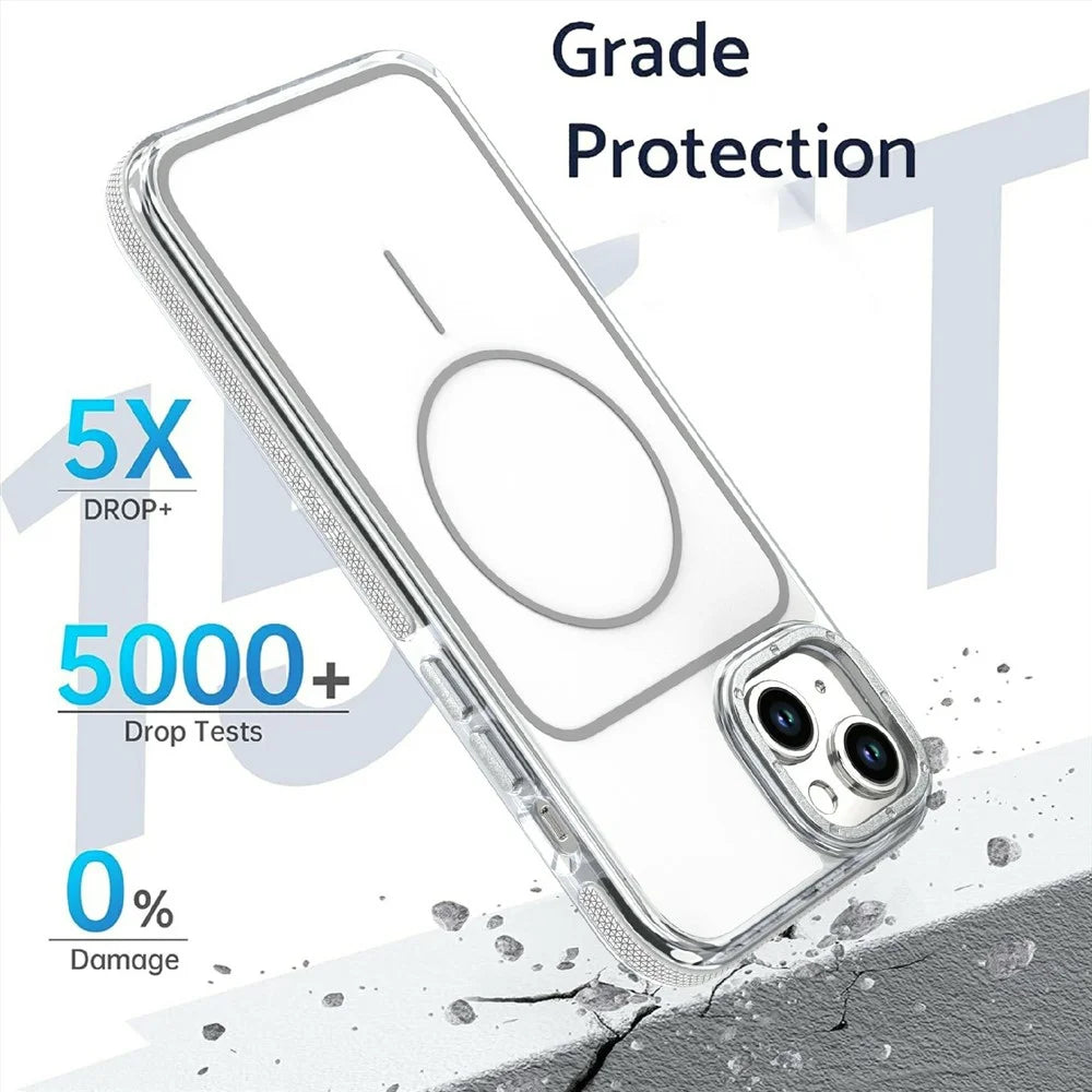 For iPhone 14  /  13 Magnetic Case Dual Color Shockproof TPU PC Phone Cover Compatible with MagSafe - White - 3