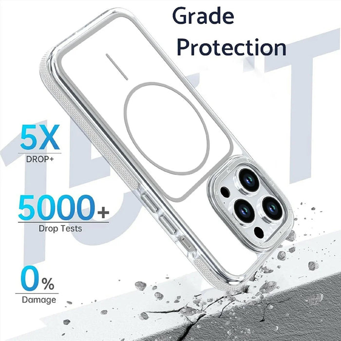 For iPhone 14 Pro Magnetic Case Dual Color Shockproof TPU PC Phone Cover Compatible with MagSafe - White - 3