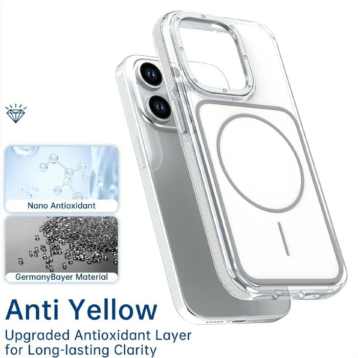 For iPhone 14 Pro Magnetic Case Dual Color Shockproof TPU PC Phone Cover Compatible with MagSafe - White - 5