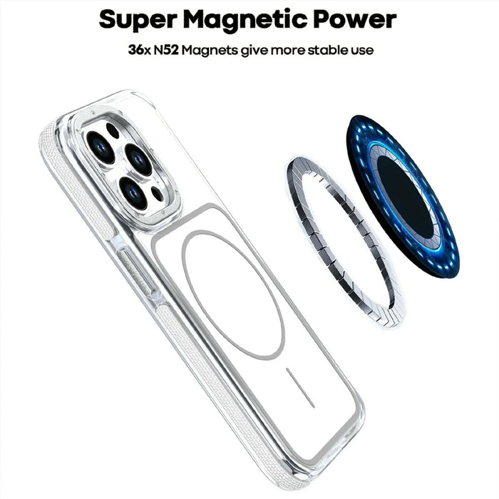 For iPhone 14 Pro Magnetic Case Dual Color Shockproof TPU PC Phone Cover Compatible with MagSafe - White - 6