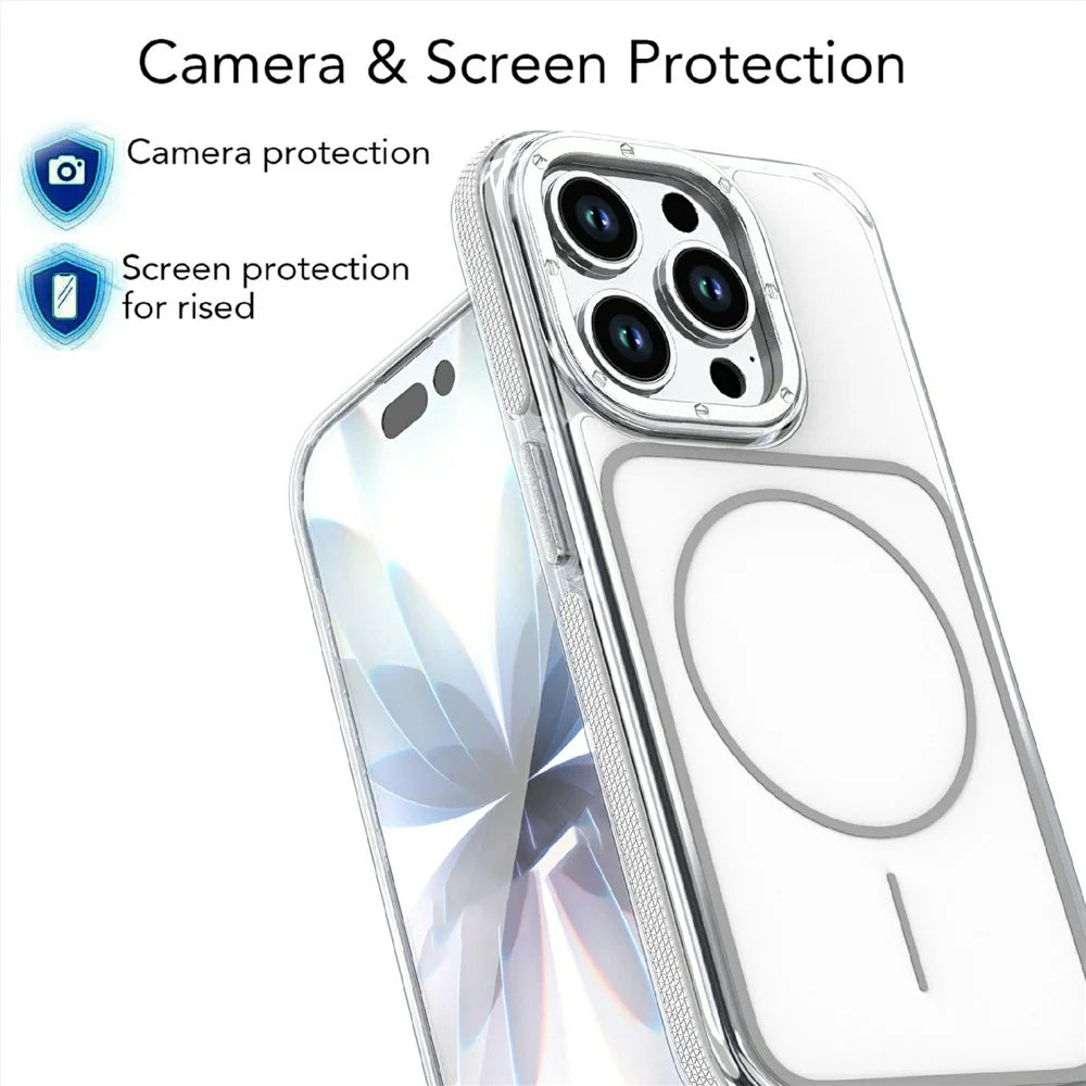 For iPhone 14 Pro Max Magnetic Case Dual Color Shockproof TPU PC Phone Cover Compatible with MagSafe - White - 4