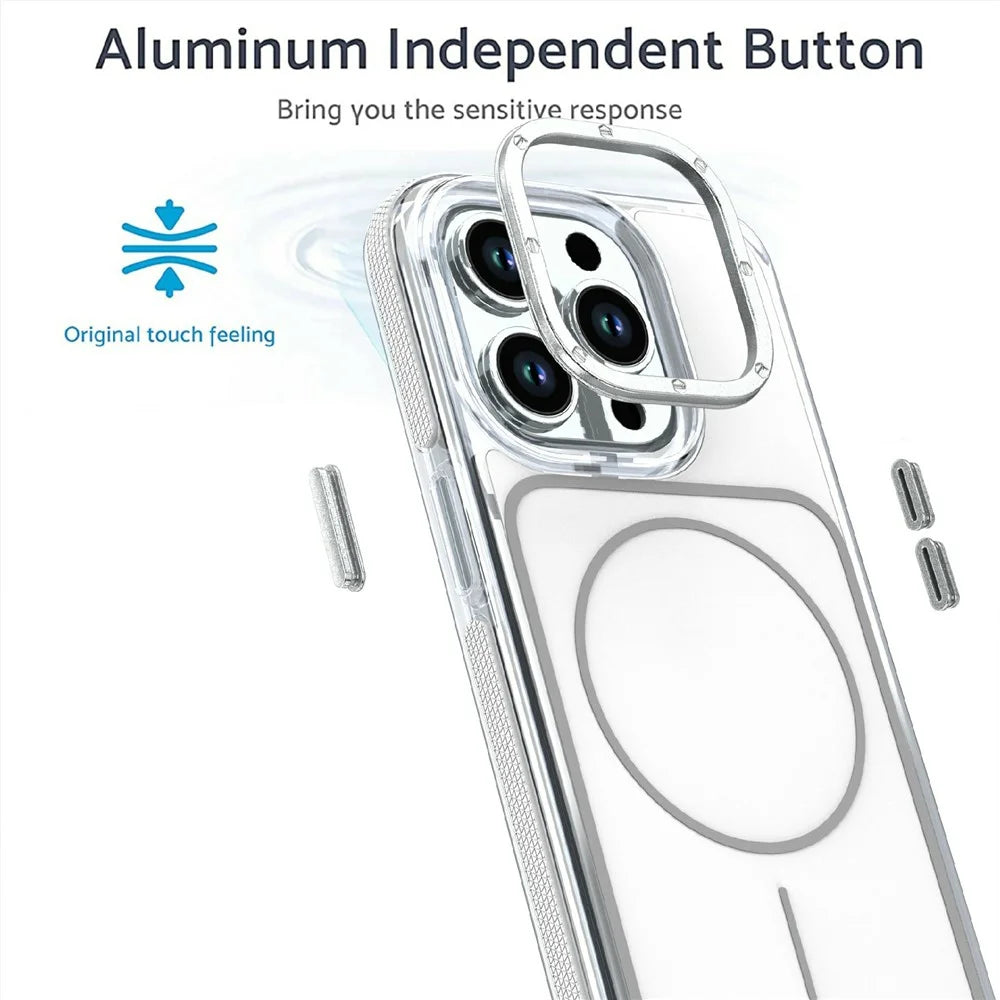 For iPhone 13 Pro Max Magnetic Case Dual Color Shockproof TPU PC Phone Cover Compatible with MagSafe - White - 2
