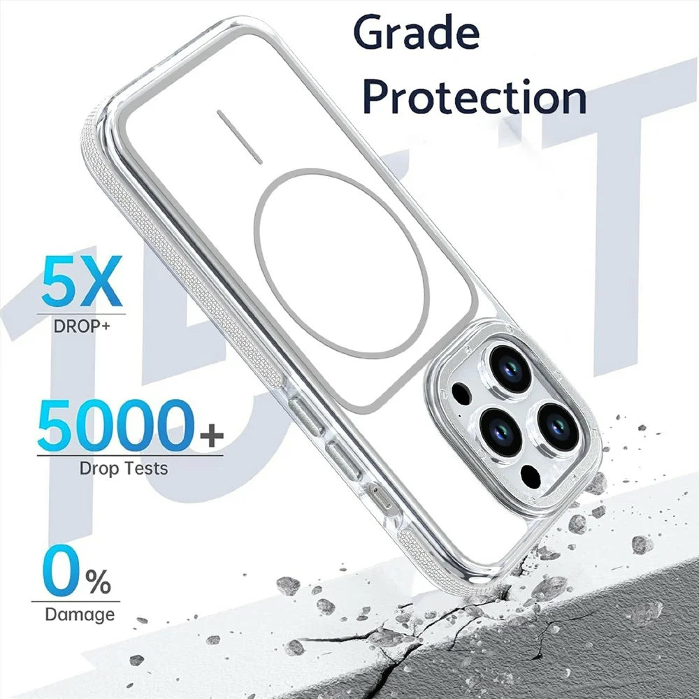 For iPhone 13 Pro Max Magnetic Case Dual Color Shockproof TPU PC Phone Cover Compatible with MagSafe - White - 3
