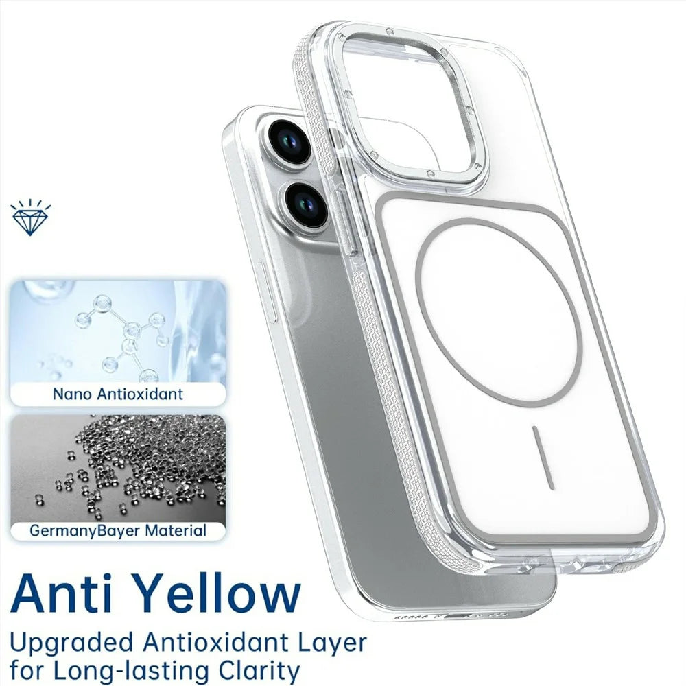 For iPhone 13 Pro Max Magnetic Case Dual Color Shockproof TPU PC Phone Cover Compatible with MagSafe - White - 5