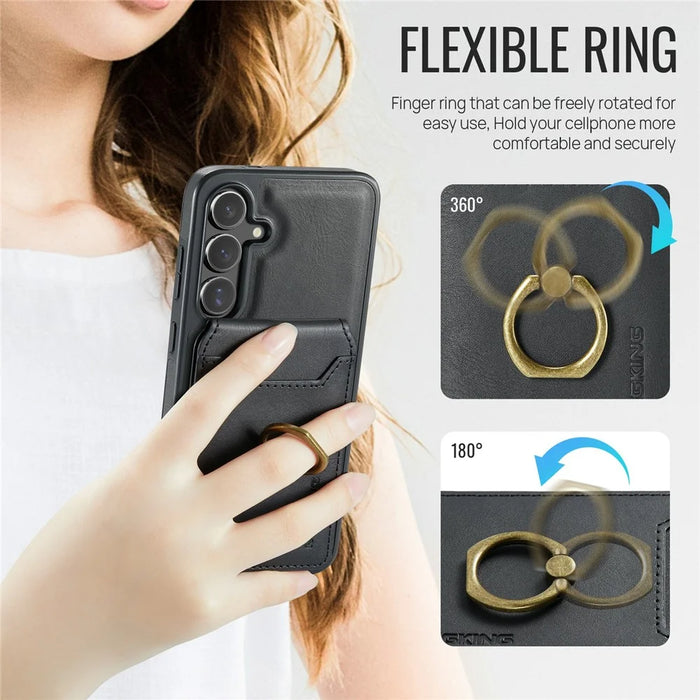 MAGKING K1 Series For Samsung Galaxy S26 Magnetic Case PC + TPU + PU Phone Cover with Card Holder - Black - 7