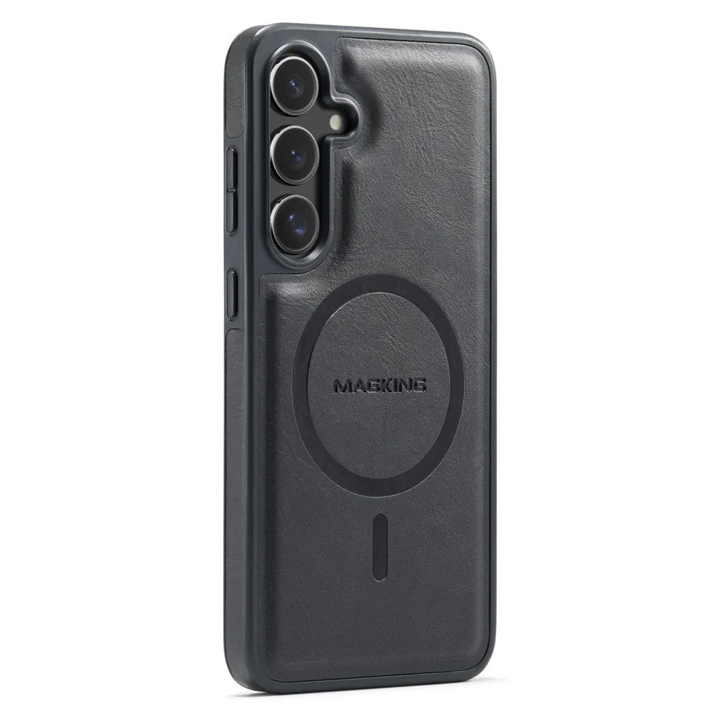 MAGKING K1 Series For Samsung Galaxy S26 Magnetic Case PC + TPU + PU Leather Phone Cover - Black - 1