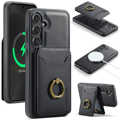 MAGKING K1 Series For Samsung Galaxy S26+ Magnetic Case PC + TPU + PU Phone Cover with Card Holder - Black - 1