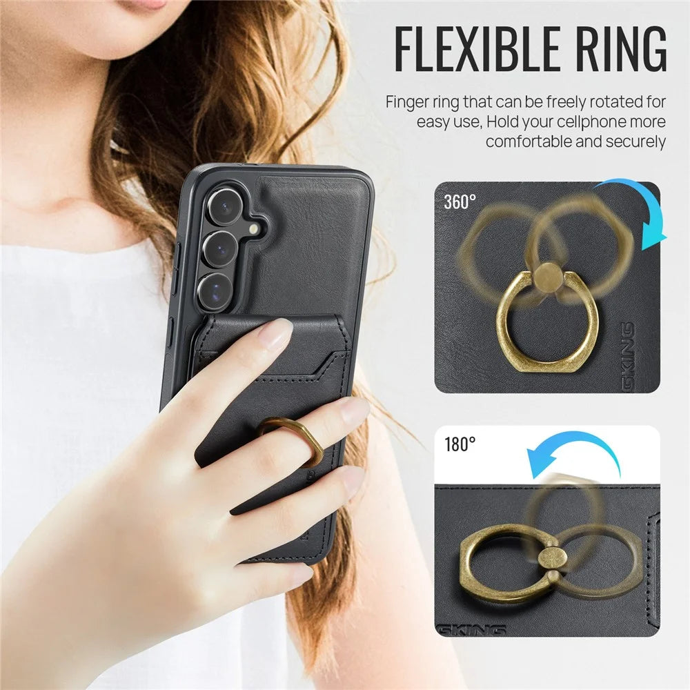 MAGKING K1 Series For Samsung Galaxy S26+ Magnetic Case PC + TPU + PU Phone Cover with Card Holder - Black - 7