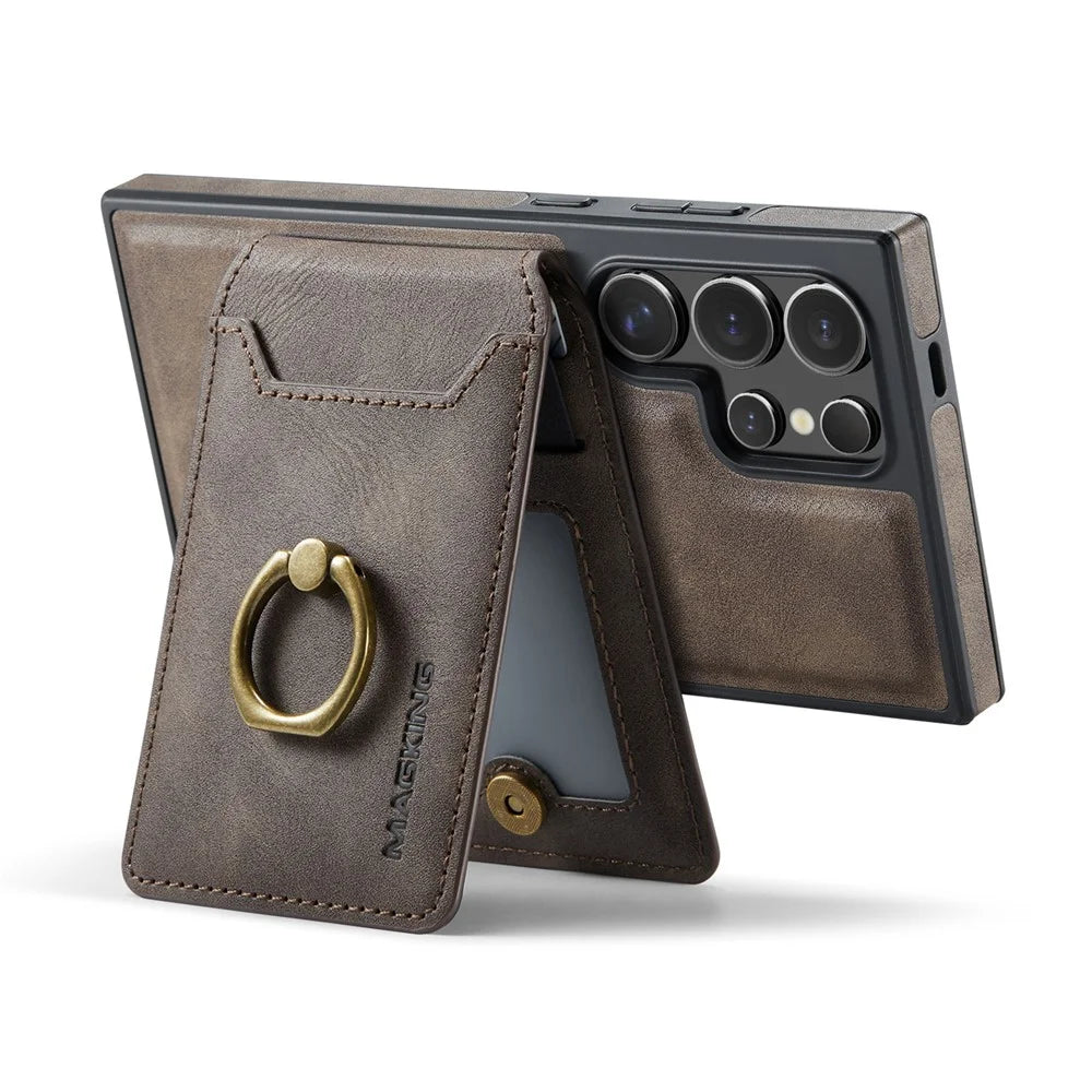 MAGKING K1 Series For Samsung Galaxy S26 Ultra Magnetic Case PC + TPU + PU Phone Cover with Card Holder - Coffee - 3