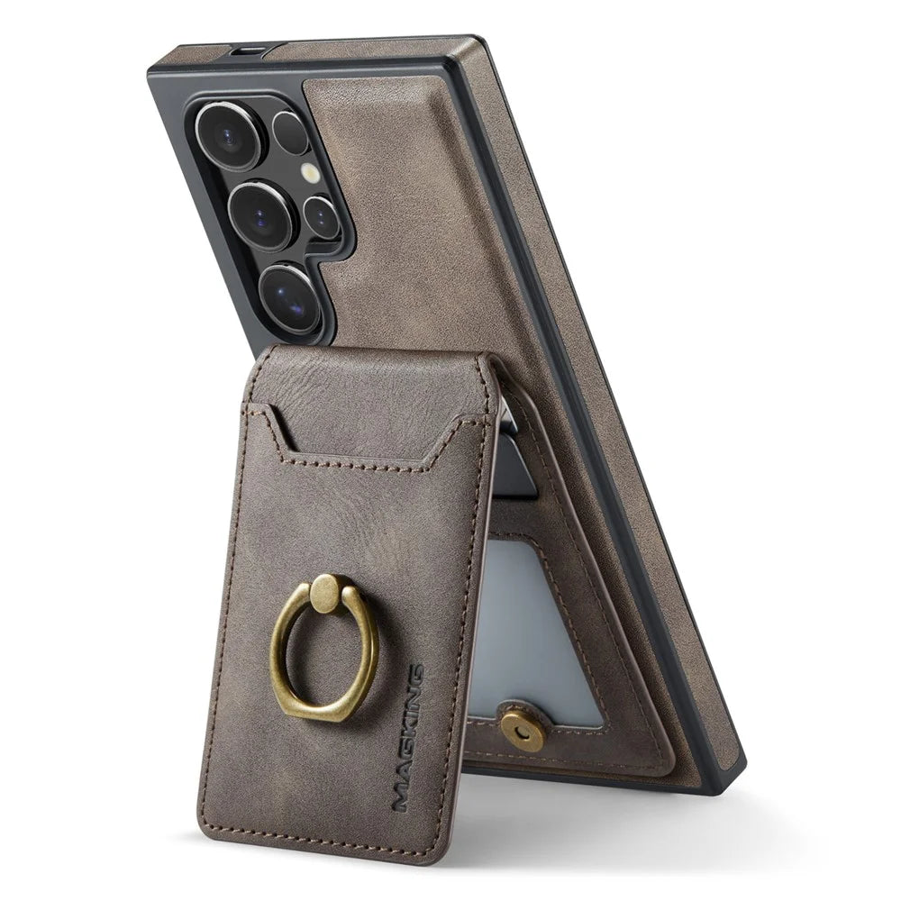 MAGKING K1 Series For Samsung Galaxy S26 Ultra Magnetic Case PC + TPU + PU Phone Cover with Card Holder - Coffee - 4