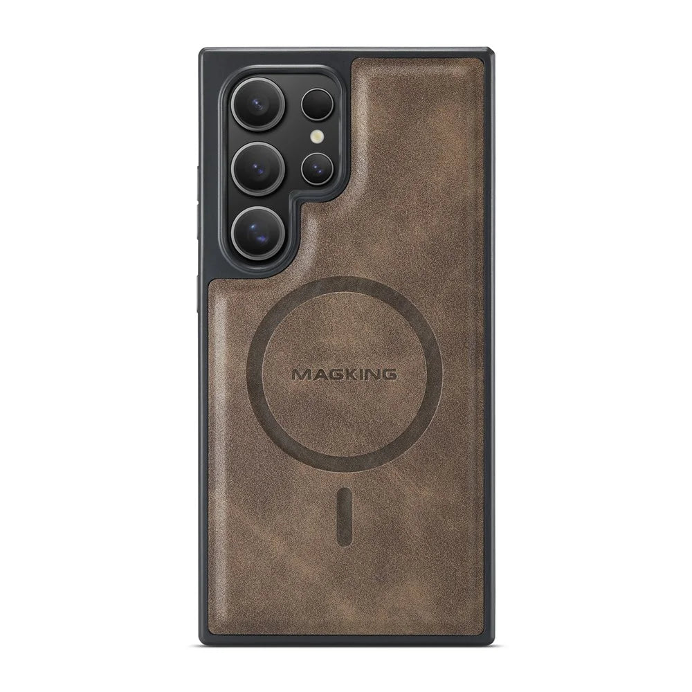 MAGKING K1 Series For Samsung Galaxy S26 Ultra Magnetic Case PC + TPU + PU Leather Phone Cover - Coffee - 5