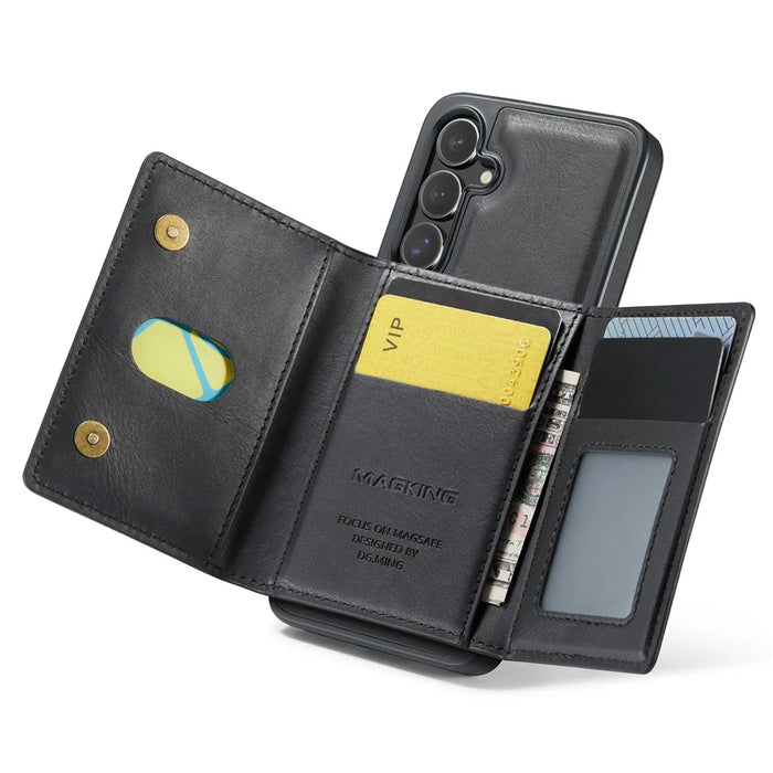 MAGKING K2 Series For Samsung Galaxy S26 Magnetic Case PC + TPU + PU Phone Cover with RFID Blocking Wallet - Black - 2