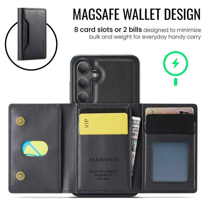MAGKING K2 Series For Samsung Galaxy S26 Magnetic Case PC + TPU + PU Phone Cover with RFID Blocking Wallet - Black - 6