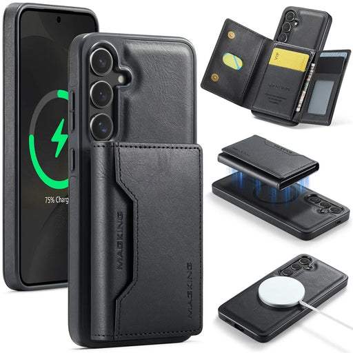 MAGKING K2 Series For Samsung Galaxy S26+ Magnetic Case PC + TPU + PU Phone Cover with RFID Blocking Wallet - Black - 1