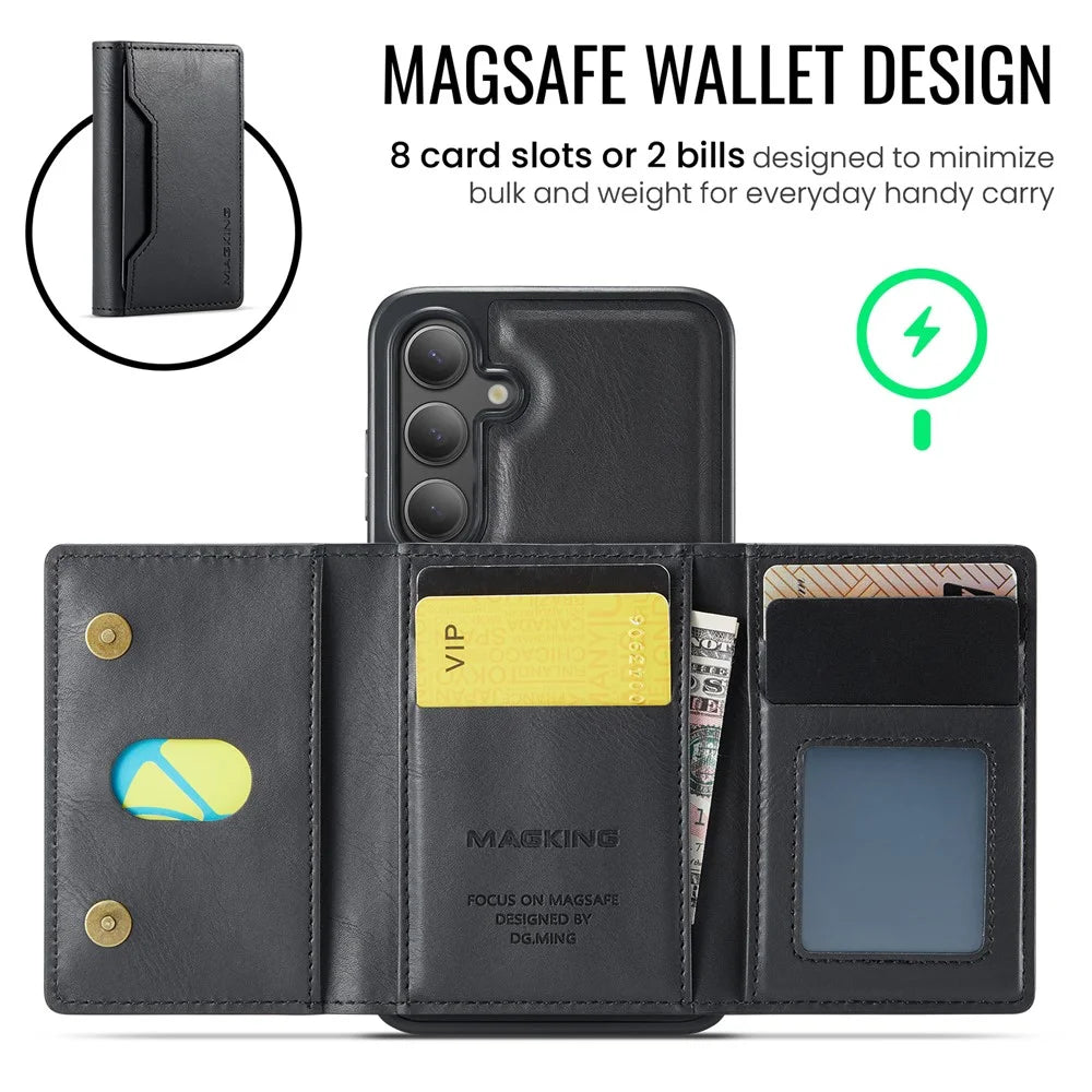 MAGKING K2 Series For Samsung Galaxy S26+ Magnetic Case PC + TPU + PU Phone Cover with RFID Blocking Wallet - Black - 6