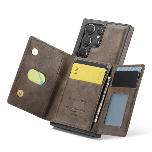MAGKING K2 Series For Samsung Galaxy S26 Ultra Magnetic Case PC + TPU + PU Phone Cover with RFID Blocking Wallet - Coffee - 2