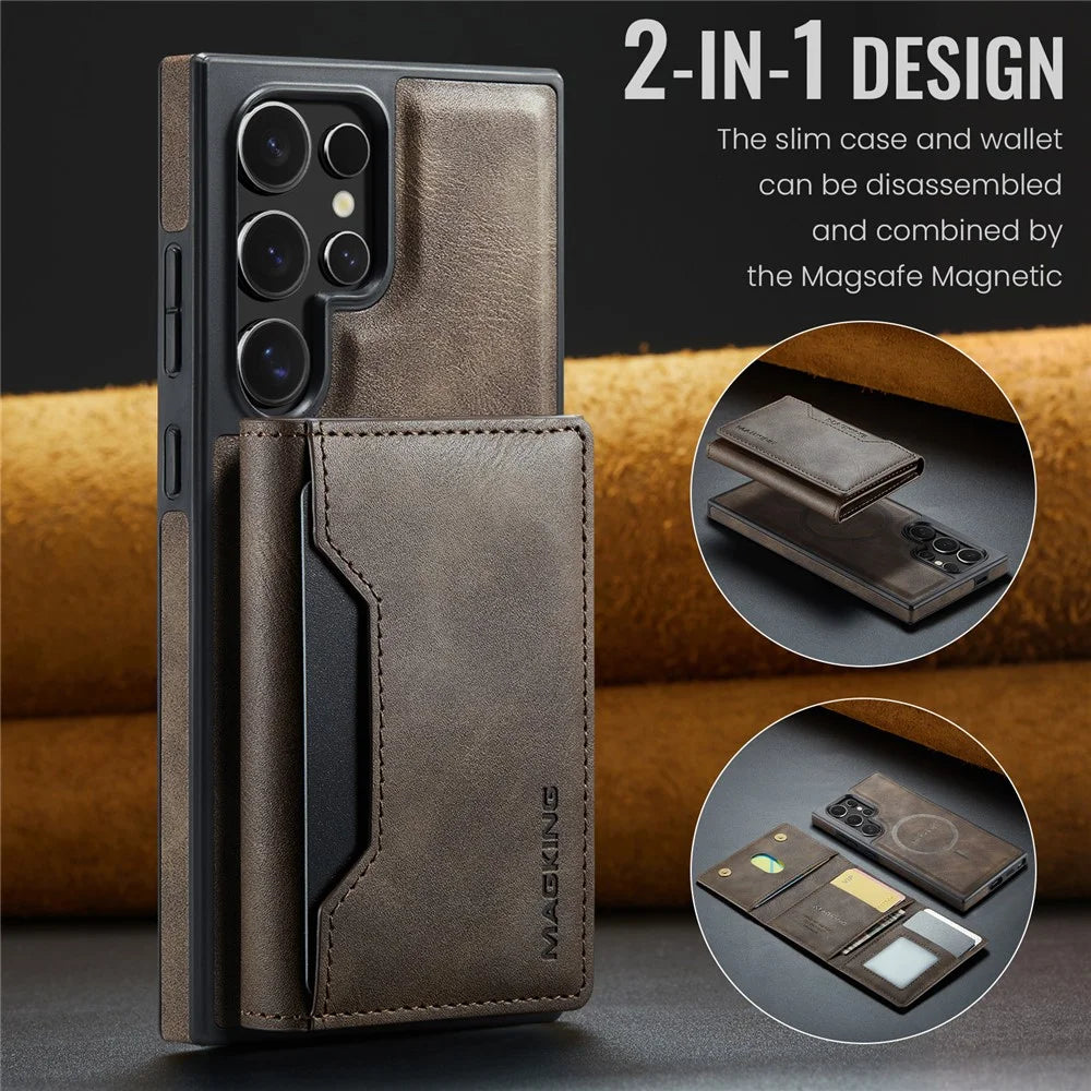 MAGKING K2 Series For Samsung Galaxy S26 Ultra Magnetic Case PC + TPU + PU Phone Cover with RFID Blocking Wallet - Coffee - 7