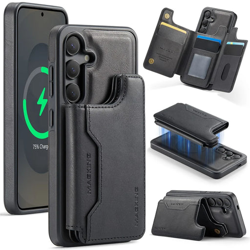 MAGKING K3 Series For Samsung Galaxy S26 Magnetic Case Detachable Wallet PC + TPU + PU Phone Cover - Black - 1