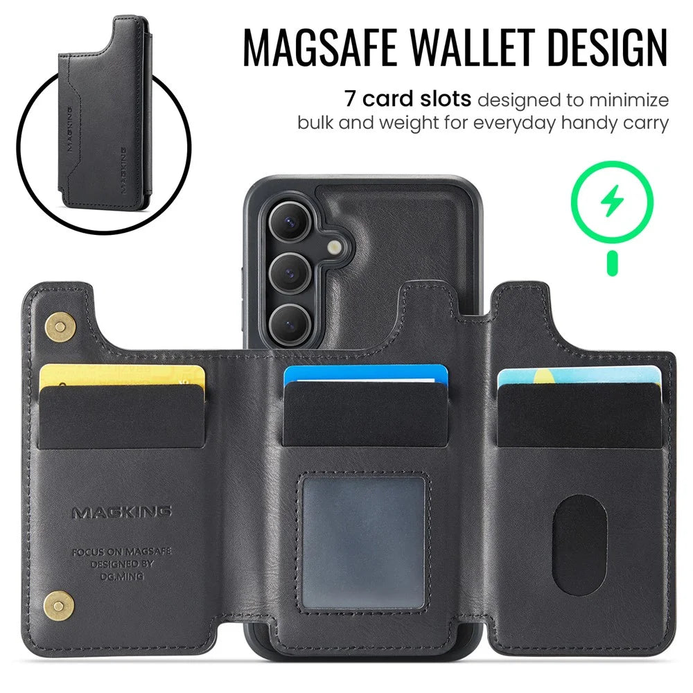MAGKING K3 Series For Samsung Galaxy S26 Magnetic Case Detachable Wallet PC + TPU + PU Phone Cover - Black - 6