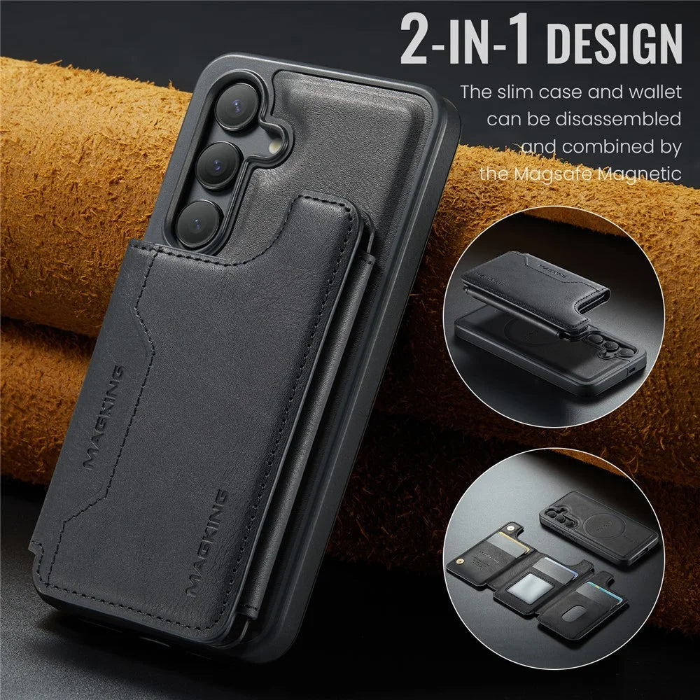 MAGKING K3 Series For Samsung Galaxy S26 Magnetic Case Detachable Wallet PC + TPU + PU Phone Cover - Black - 7