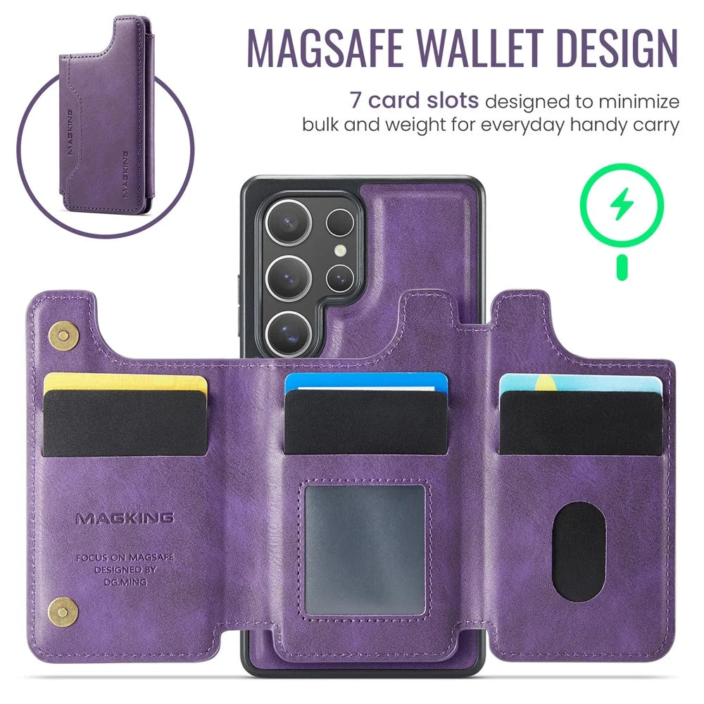 MAGKING K3 Series For Samsung Galaxy S26 Ultra Magnetic Case Detachable Wallet PC + TPU + PU Phone Cover - Purple - 6
