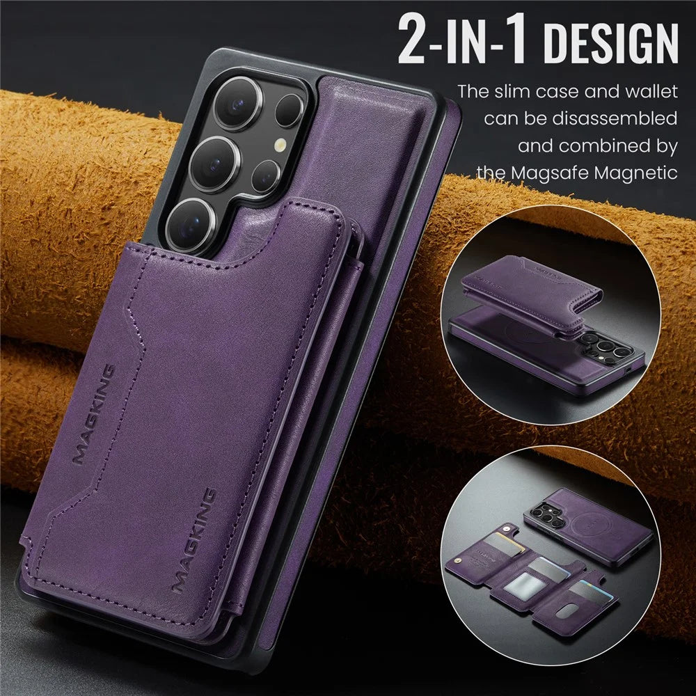 MAGKING K3 Series For Samsung Galaxy S26 Ultra Magnetic Case Detachable Wallet PC + TPU + PU Phone Cover - Purple - 7