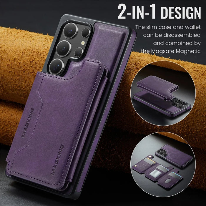 MAGKING K3 Series For Samsung Galaxy S26 Ultra Magnetic Case Detachable Wallet PC + TPU + PU Phone Cover - Purple - 7