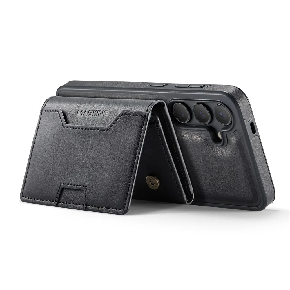 MAGKING K4 Series For Samsung Galaxy S26 Magnetic Case Detachable Wallet PU TPU PC Phone Cover - Black - 3