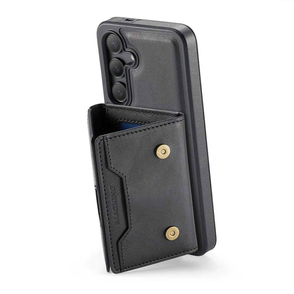 MAGKING K4 Series For Samsung Galaxy S26 Magnetic Case Detachable Wallet PU TPU PC Phone Cover - Black - 5