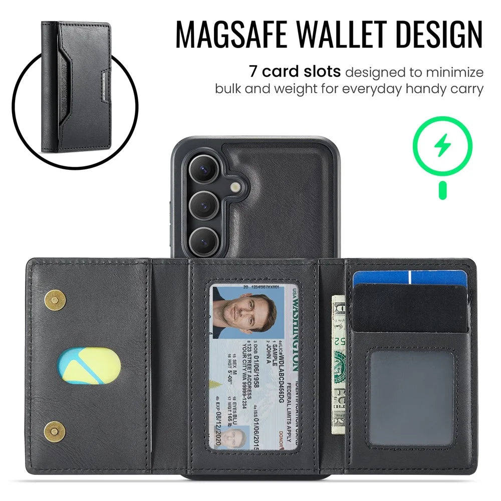MAGKING K4 Series For Samsung Galaxy S26 Magnetic Case Detachable Wallet PU TPU PC Phone Cover - Black - 6